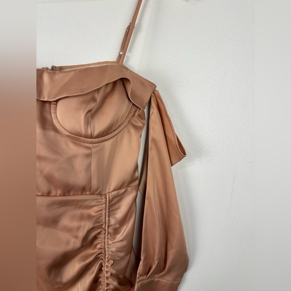 CAMILA COELHO Karin Side Slit Off Shoulder Satin Midi Dress Pink Sz XS - Picture 7 of 11